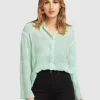 Belle & Bloom Yoko Shirred Chiffon Blouse - Mint Final Sale Flash Sale