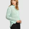 Belle & Bloom Yoko Shirred Chiffon Blouse - Mint Final Sale Flash Sale