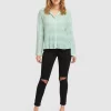 Belle & Bloom Yoko Shirred Chiffon Blouse - Mint Final Sale Flash Sale