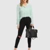 Belle & Bloom Yoko Shirred Chiffon Blouse - Mint Final Sale Flash Sale